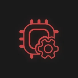Red CPU and gear icon representing HWID spoofer system utilities